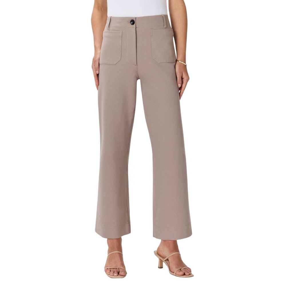Quince Pants Size 12 Taupe Brown Ultra-Stretch Wide Leg Crop High Rise Stretch